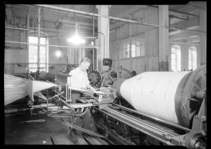 Paterson, New Jersey - Textiles - Jackson Winding and Warping Company - Picture of a high speed warper - NARA - 518769
