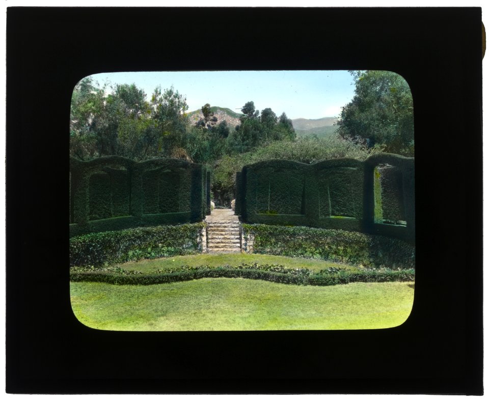Piranhurst, Henry Ernest Bothin house, 371 Cold Spring Road, Montecito, California. View to outdoor theater boxes LCCN2007684921