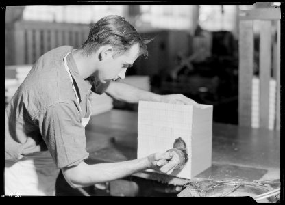 Robert Smith, Lynn Gardens, Kingsport, Tennessee. Smith is a glue-off operator at the Kingsport Press. This man is... - NARA - 532739 photo