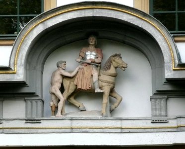 Saint Martin and the beggar, relief, Hoechst Castle (Frankfurt)