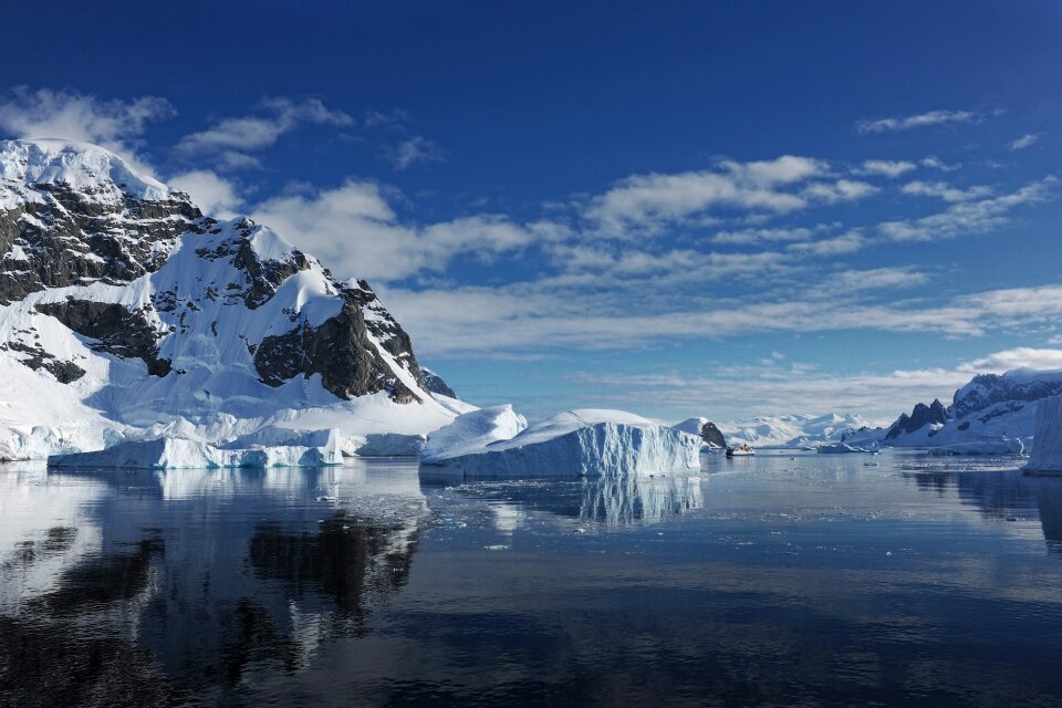 Panorama winter glacier photo