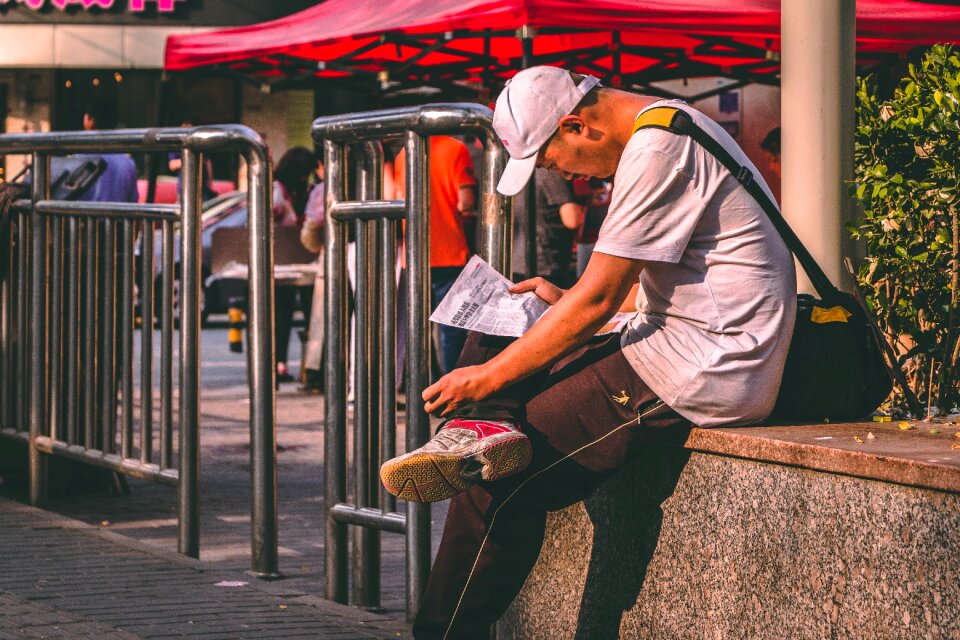 Chinese newspaper reading newspaper