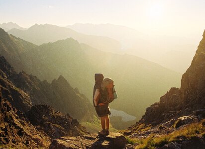 Cliff hiker hiking photo