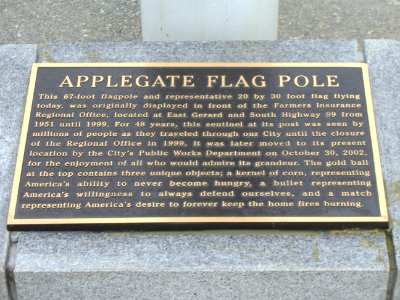 Applegate Park Flag Pole Plaque