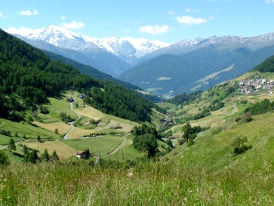 Blick vom Matscher Tal auf Tartsch