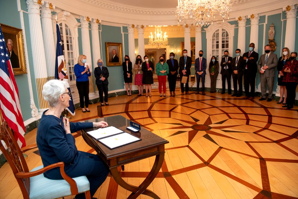 Ambassador Sherman Signs Appointment Papers to Become the Deputy Secretary of State