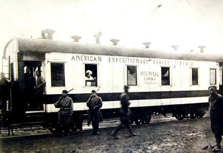 American Expeditionary Forces Hospital Car No. 1, Train No.1 at Khabarovsk, Russia, 1918-1919 (18155799199) photo
