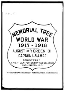 AMERICAN FORESTRY ASSOCIATION. MEMORIAL TREE MARKER LCCN2016870058