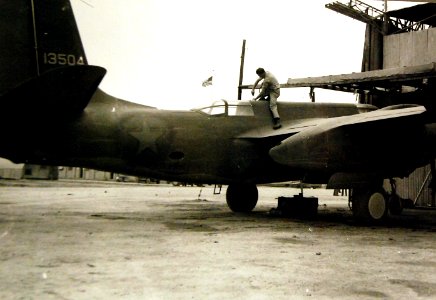 American mechanic on Douglas A-20 before delivery to Russia, somewhere in Iran, 1943 (27372406451)