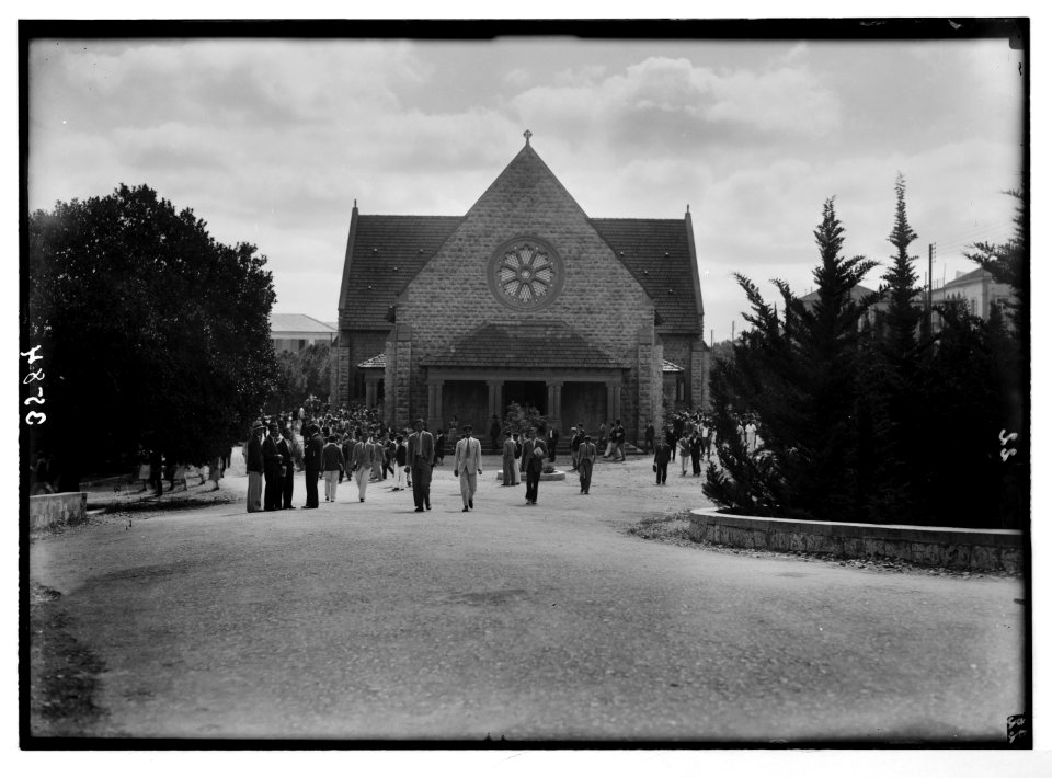 American University. Beirut, (A.U.B.). Chapel. Students emerging from service LOC matpc.02834