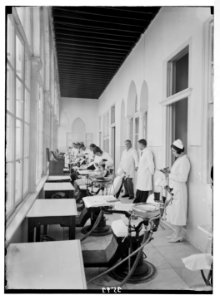 American University. Beirut, (A.U.B.). Interior of dental college. Showing co-educational class at work LOC matpc.02841