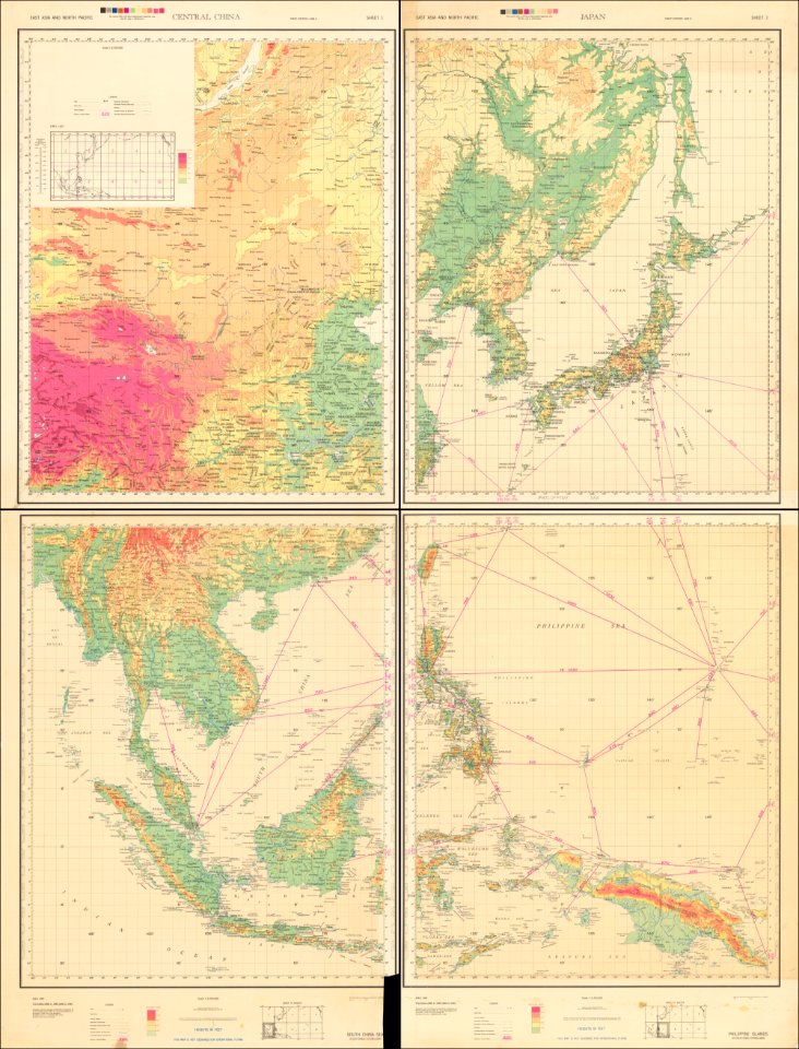 American World War II Aeronautical Map of Eastern Asia