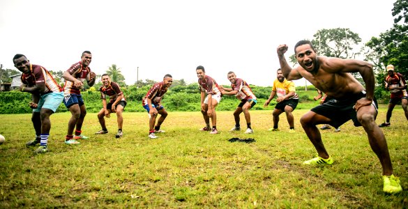 Americans and Fijians play rugby during Pacific Partnership 2015 150609-N-TQ272-944