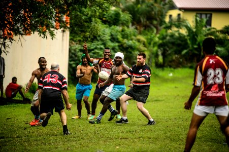 Americans and Fijians play rugby during Pacific Partnership 2015 150609-N-TQ272-303