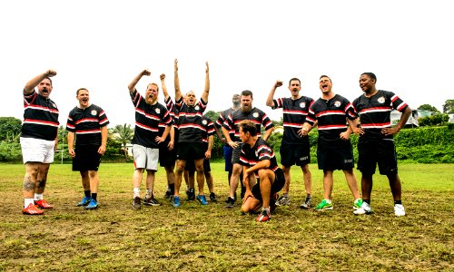 Americans and Fijians play rugby during Pacific Partnership 2015 150609-N-TQ272-960