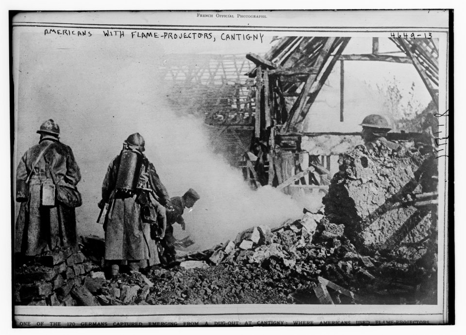 Americans with flame projectors, Cantigny LCCN2014707390