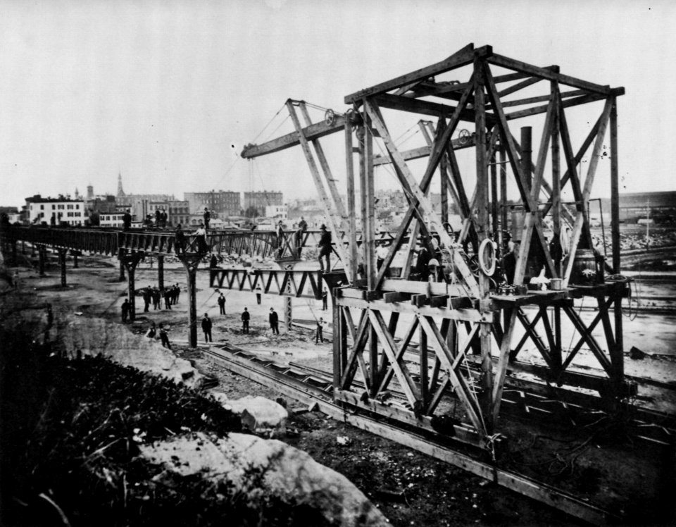 Amerikanischer Photograph um 1878 - Verlängerung der Hochbahn (Zeno Fotografie)