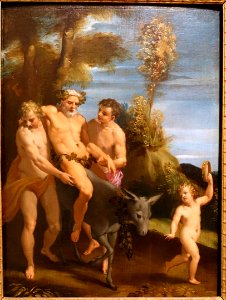 Drunken Silenus on an Ass, attributed to Giulio Cesare Amidano, Parma, 1600s, oil on panel - Blanton Museum of Art - Austin, Texas - DSC07770 photo