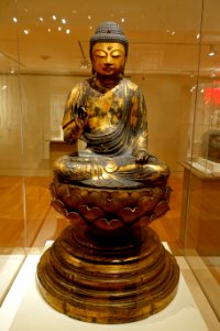 Amida, Buddha of the Western Paradise, Japan, 1100s AD, hinoki wood, gold leaf, crystal - Peabody Essex Museum - DSC07580 photo