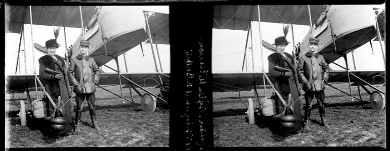Amiens. Biplan M. Farman. Mme Delagarde et Raoul Berthelé - Fonds Berthelé - 49Fi275