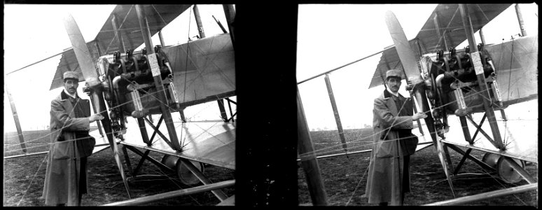 Amiens. Biplan M. Farman. Moteur Renault. P. Descoings - Fonds Berthelé - 49Fi155