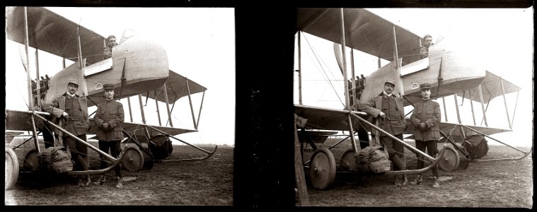 Amiens. Biplan M. Farman. P. Descoings et R. Berthelé - Fonds Berthelé - 49Fi115