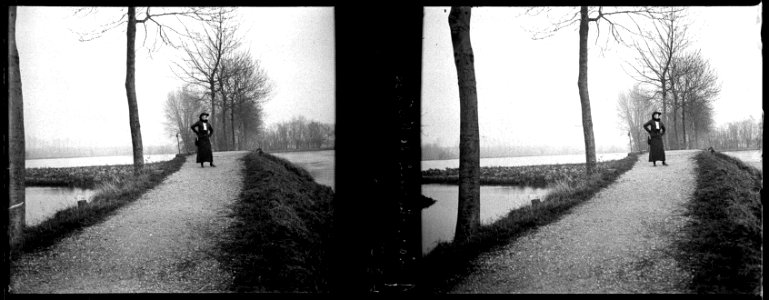 Amiens. Chemin de halage. Mlle Cornu - Fonds Berthelé - 49Fi209