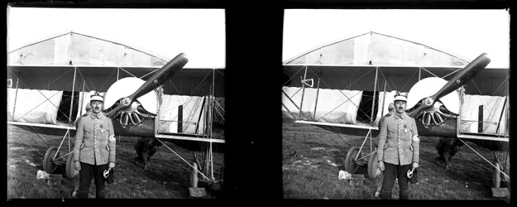 Amiens.13-06-15. Biplan Caudron. Adjudant Bauer - Fonds Berthelé - 49Fi92