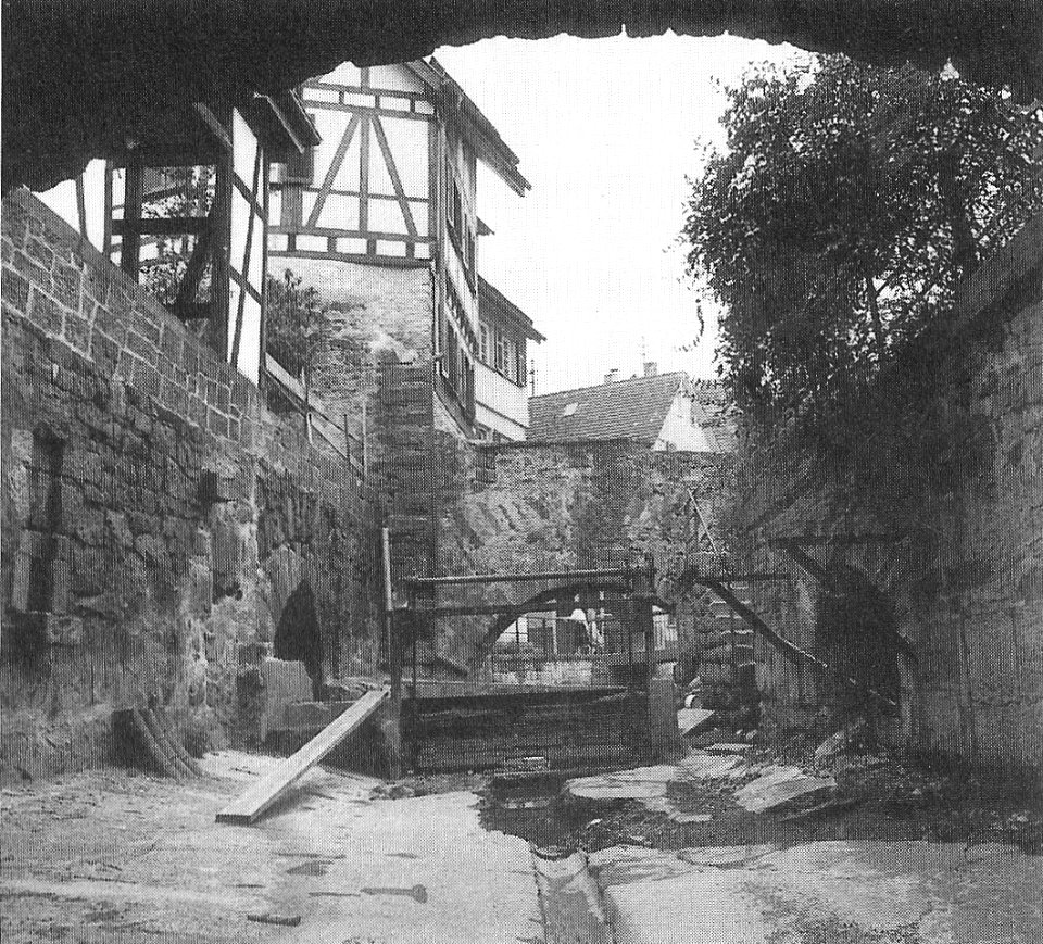 Ammerkanal am Lustnauer Tor - Auslass in den Mühlgrabenkanal um 1900 (TSiW062B)