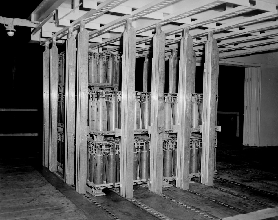 Ammunition storage aboard USS Suribachi (AE-21), circa in early 1966 (6927639)