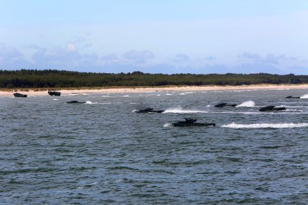 Amphibious assault vehicles land at Ustka, Poland for the BALTOPS 2015. (18739695139)