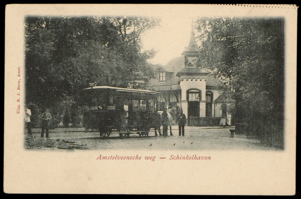 Amstelveenseweg bij de Schinkelhaven met paardentram. Uitgave N.J. Boon, Amsterdam, Afb PBKD00044000010 photo