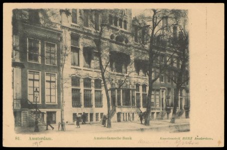 Amsterdamse Bank, Herengracht 595. Uitgave Kunstanstalt Herz, Amsterdam, Afb PBKD00254000001