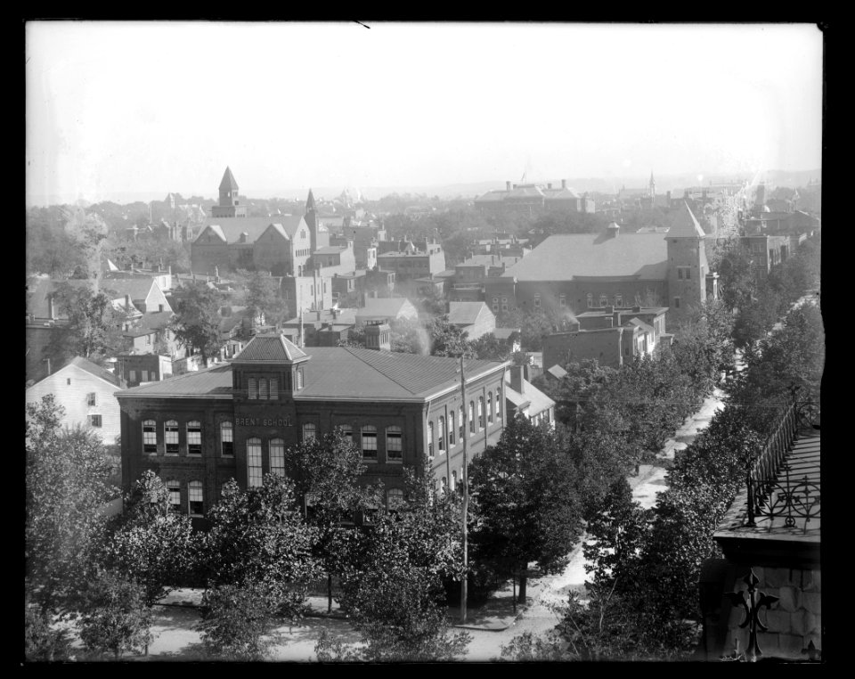An elevated view of the corner of 3rd & D Streets, S.E., looking East to Northeast from roof of old Providence Hospital LCCN2016647072