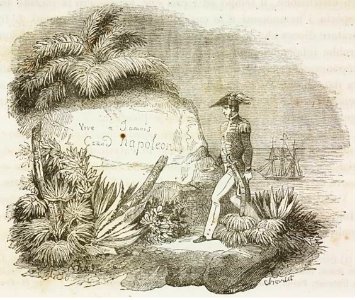 An English captain coming across engraving (for Napoleon) on rock