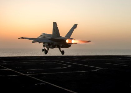 An F A-18C Hornet launches from USS Dwight D. Eisenhower (CVN 69). (8744192975)