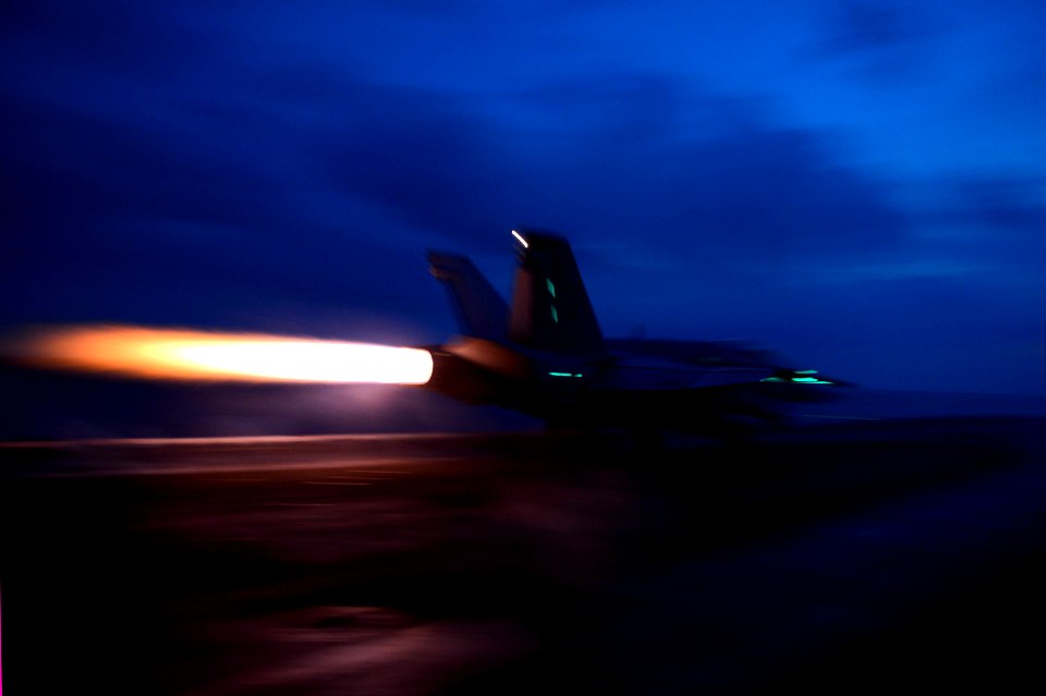 An F A-18C Hornet launches. (8630725979)