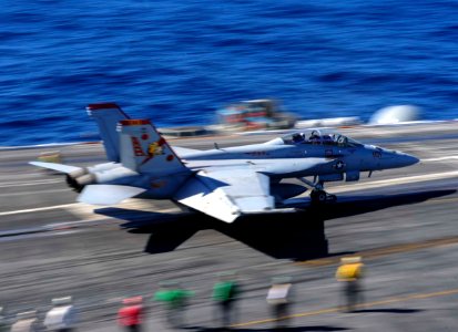 An F A-18C Hornet launches from USS Theodore Roosevelt. (16162535737)