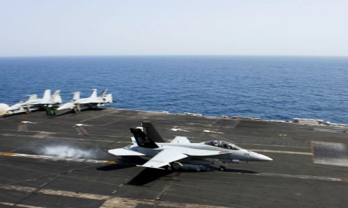 An F A-18F hornet lands. (8672849240)