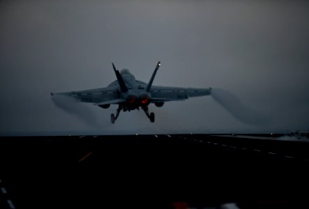 An F A-18E Super Hornet launches off USS Carl Vinson. (8717415519)