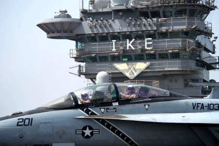 An F A-18F Super Hornet prepares to launch. (8653257612)