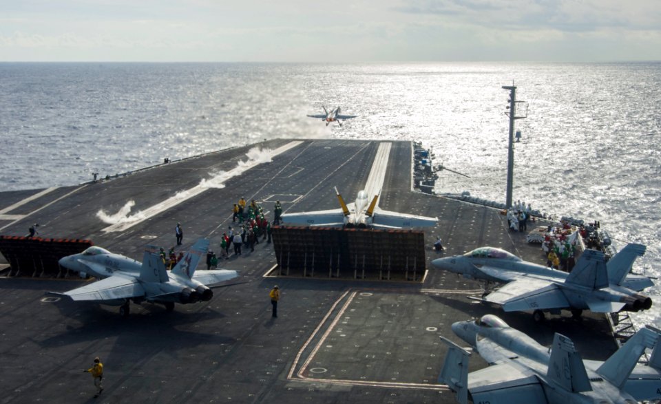An F-A-18 launches from USS Harry S. Truman. (8390304014)