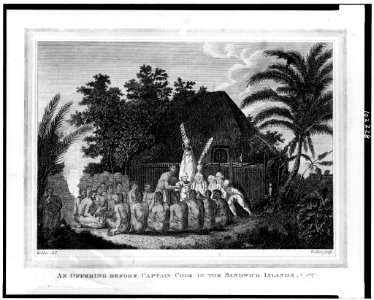 An Offering before Captain Cook in the Sandwich Islands - Webber del. ; Walker sculp. LCCN90716637