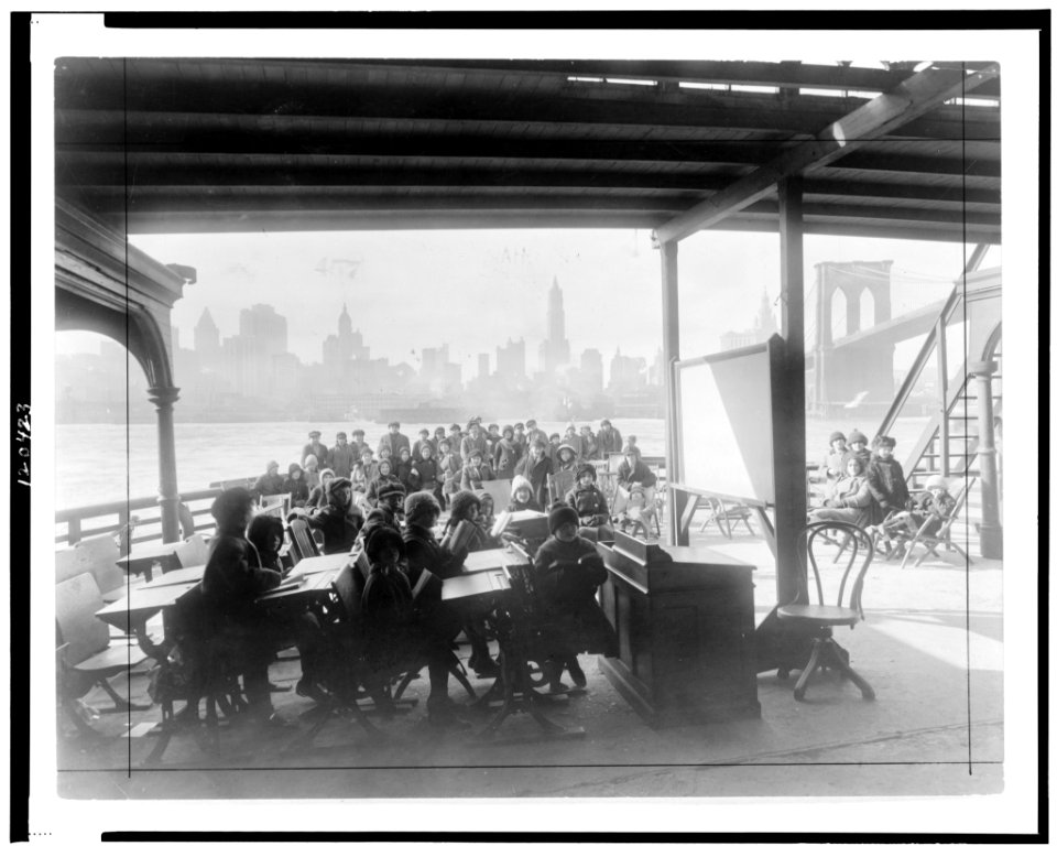 An Open Air Class on Day Camp Rutherford, New York (Manhattan Island) across river LCCN98504844