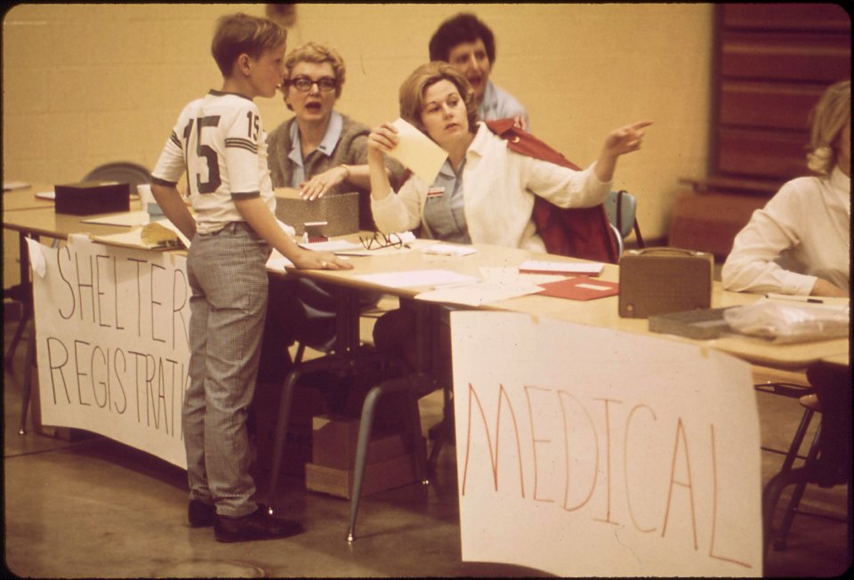 An-evacuation-center-set-up-outside-the-city-of-louisville-to-house-those-fleeing-a-potential-disaster-a-liquid-chlorine-barge-threatened-to-spill-enough-poison-gas-to-devastate-much-of-the-city-june-1972 7651256508 o