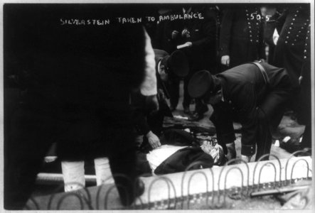Anarchists - casualty of Anarchist riot, taken to ambulance, Union Square LCCN2001704491
