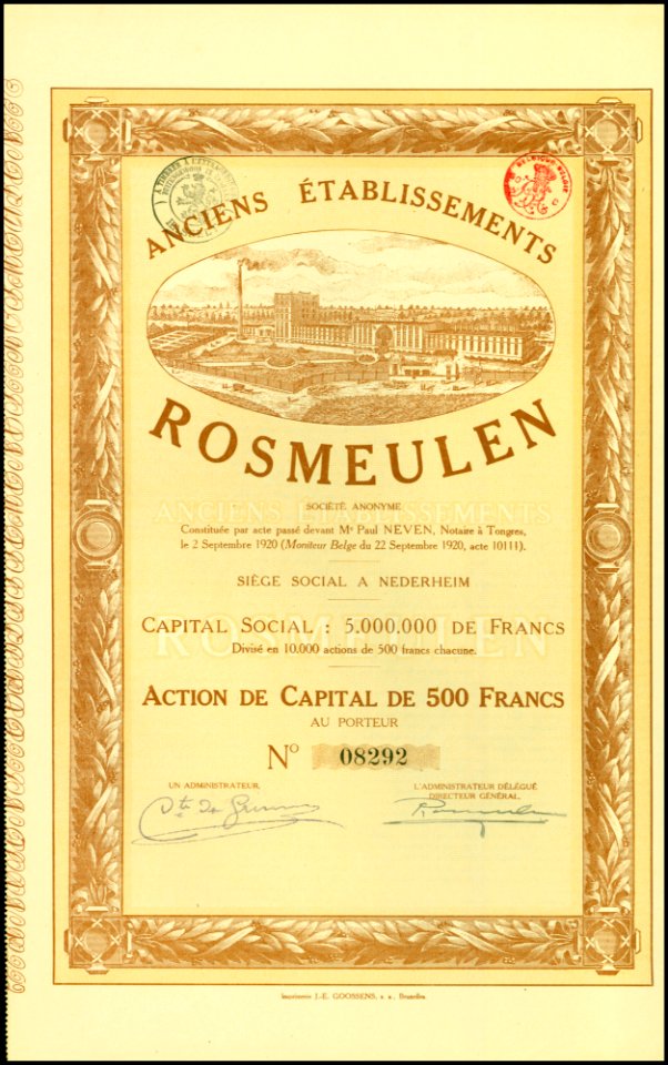 Anciens Établissements Rosmeulen 1920