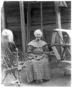 Anderson County, East Tennessee- Mrs. Mary Faust seated by spinning wheel LCCN2004680333