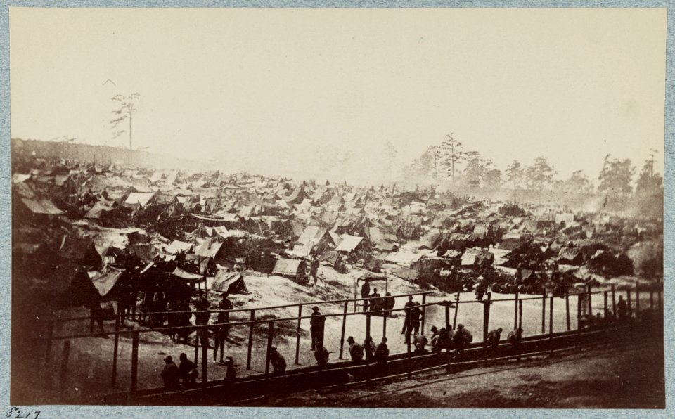 Andersonville Prison, Ga., August 17, 1864. South east view of stockade LCCN2013645523