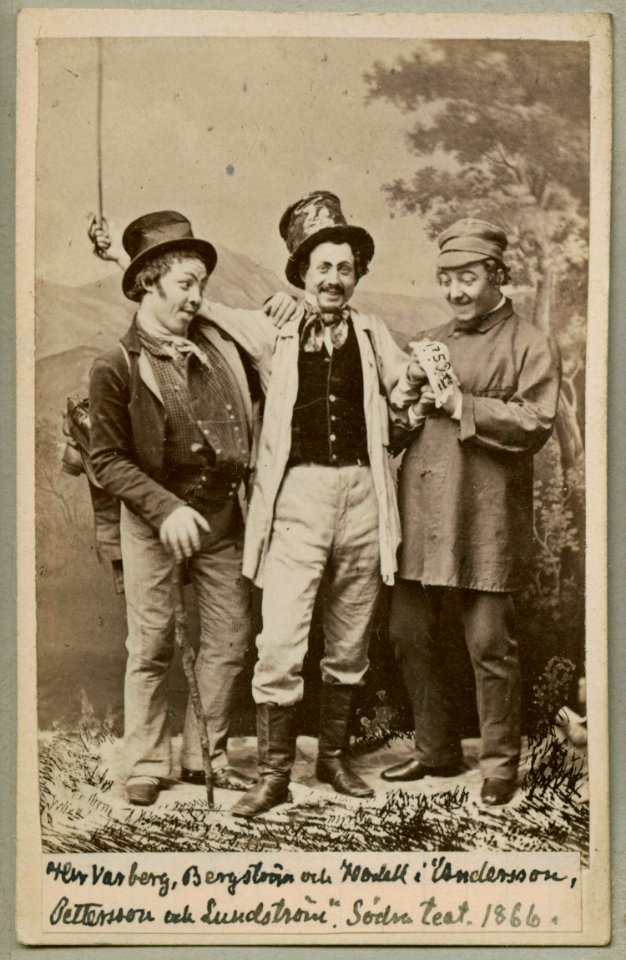 Andersson, Pettersson och Lundström, Södra teatern 1865. Rollporträtt - SMV - H4 079